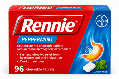 Rennie Peppermint 680 mg/80 mg Chewable Tablets - Médetone