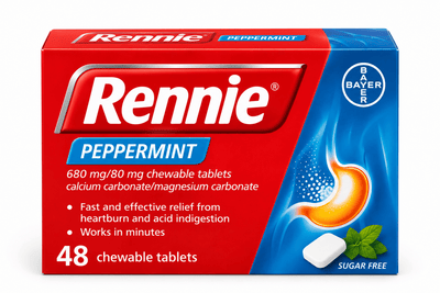 Rennie Peppermint 680 mg/80 mg Chewable Tablets - Médetone